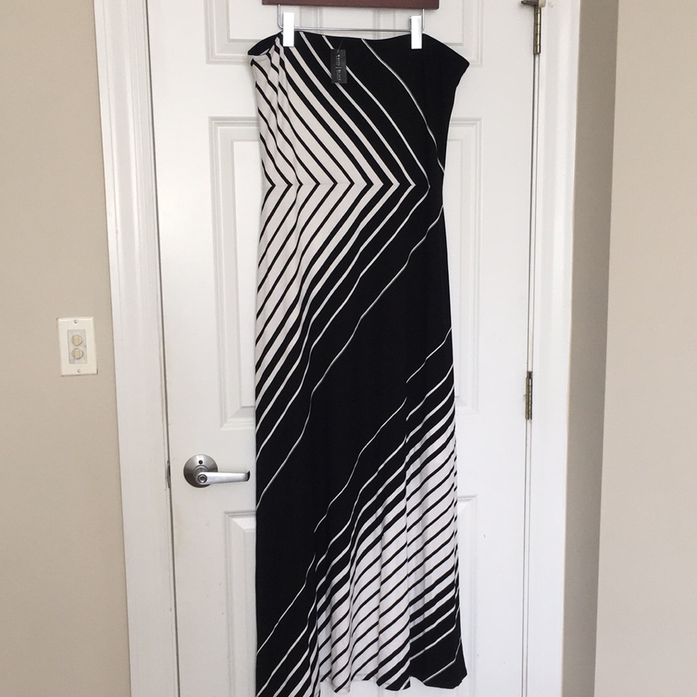 NWT White House black market strapless minimalist black & white maxi dress | XL
